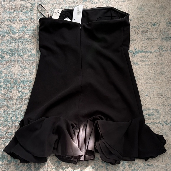 Black Wavy Ruffle Mini Strapless Dress - Picture 3 of 4